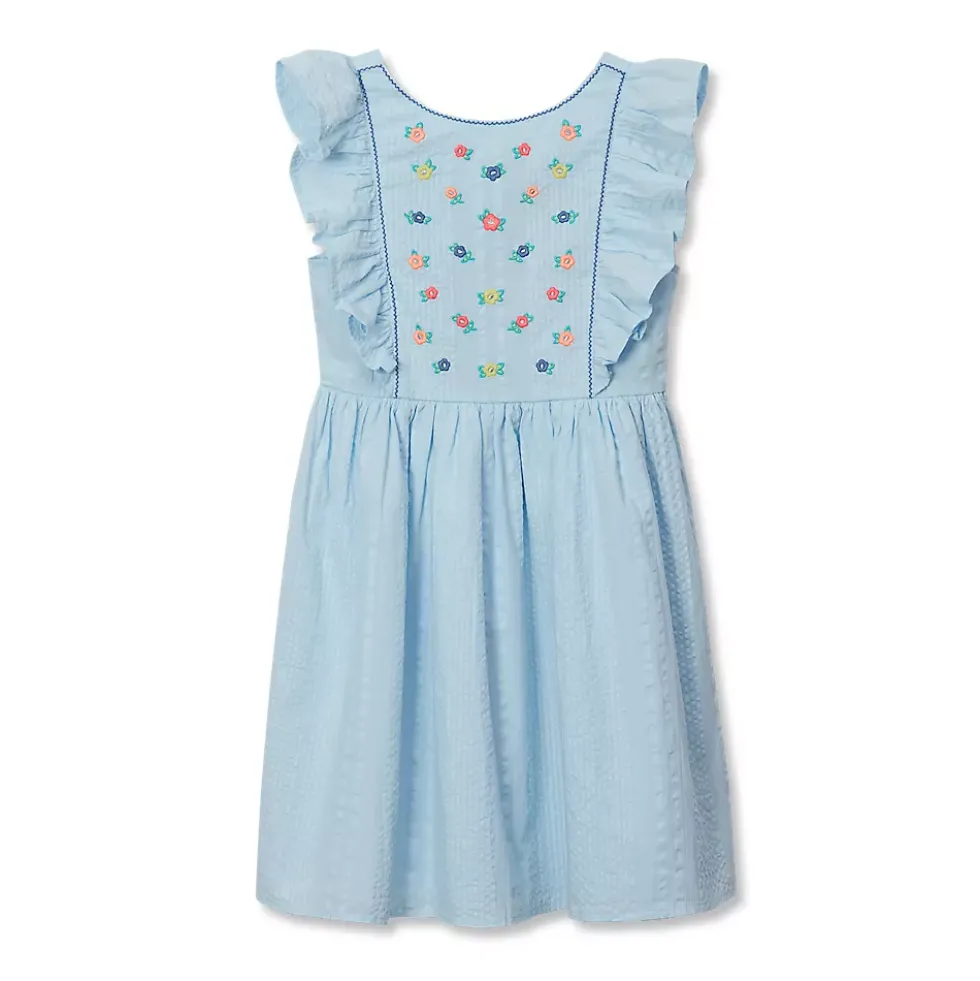 Girls Short Sleeve Seersucker Dress