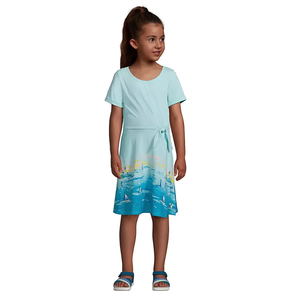 Girls Short Sleeve Side Tie Dress
