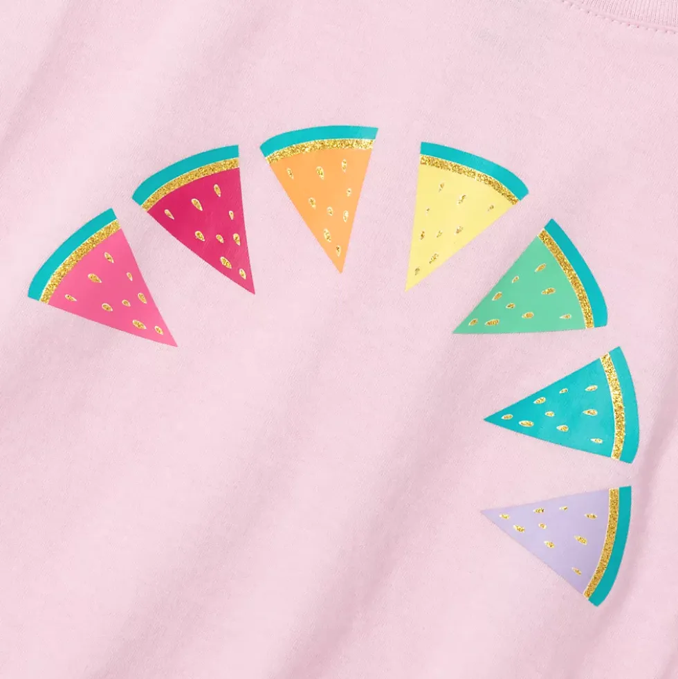 Girls Short Sleeve Side Tie Graphic Tee