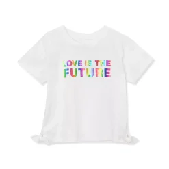 Girls Short Sleeve Side Tie Graphic Tee