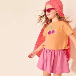 Girls Short Sleeve Side Tie Graphic Tee