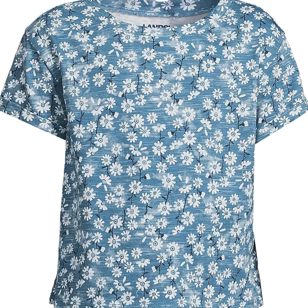 Girls Short Sleeve Slub Crewneck Top