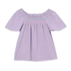 Girls Short Sleeve Smock Flutter Top