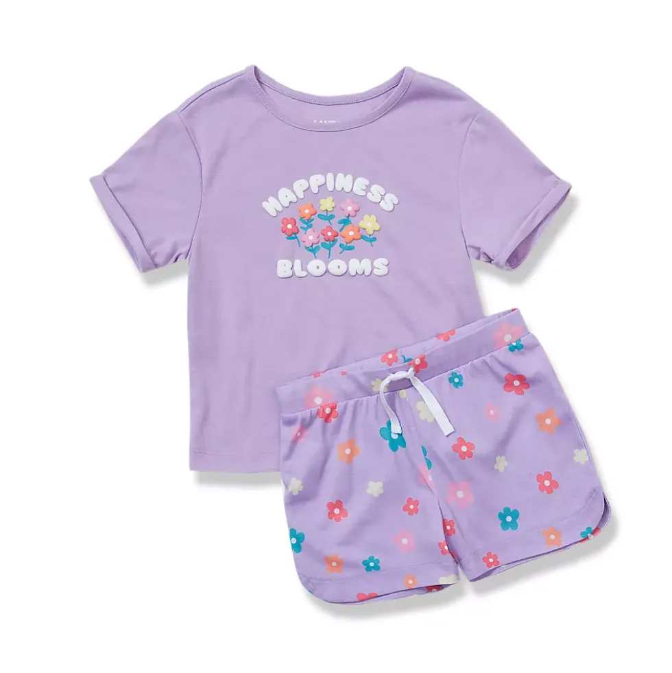 Girls Short Sleeve Tee and Shorts Pajama Set