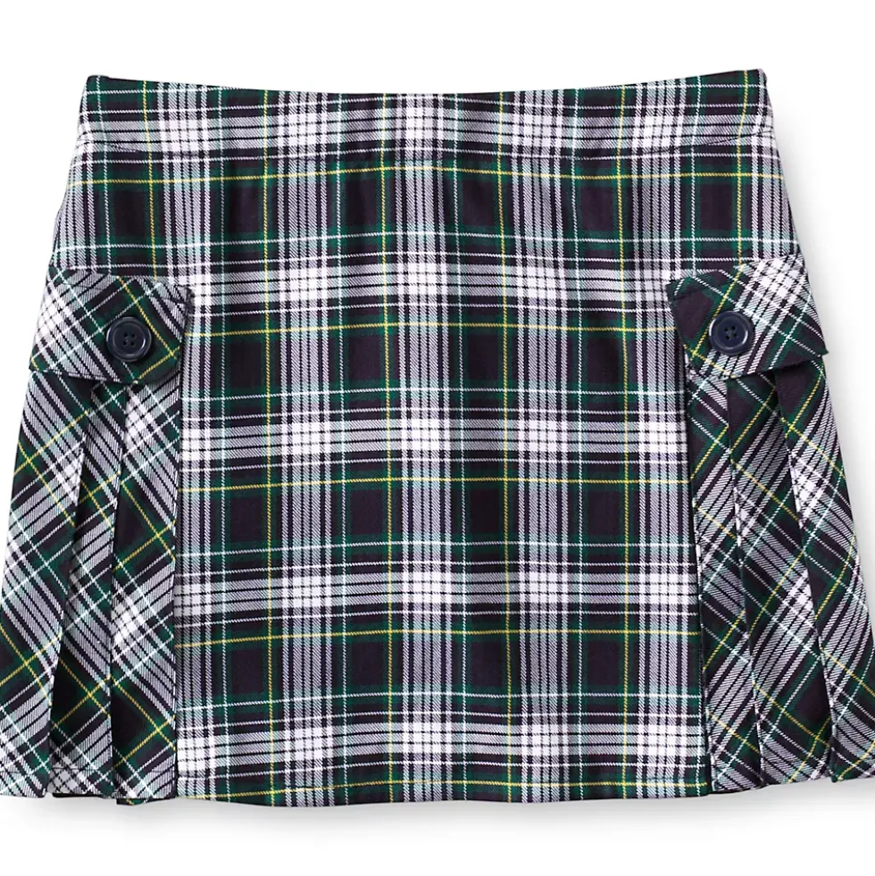 Girls Side Pleat Plaid Skort Above the Knee