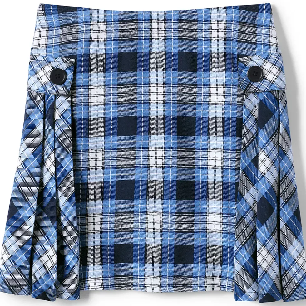 Girls Side Pleat Plaid Skort Above the Knee