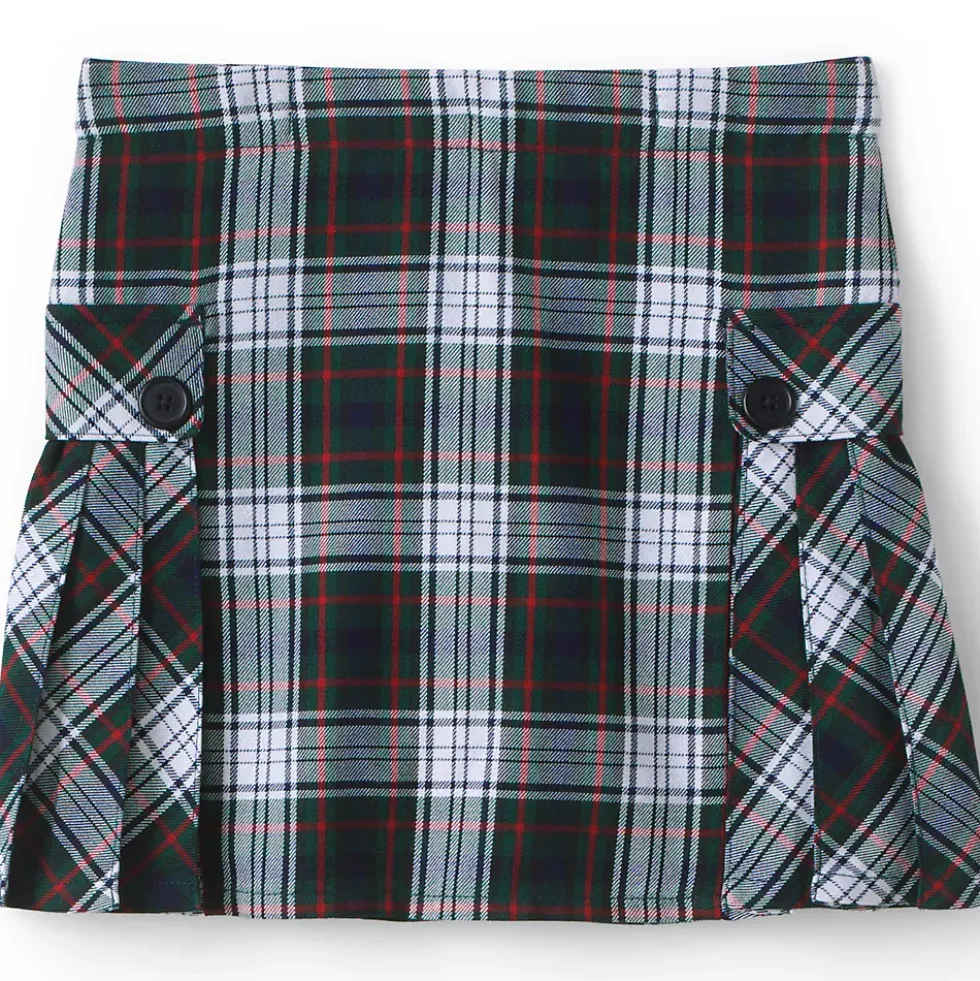 Girls Side Pleat Plaid Skort Above the Knee