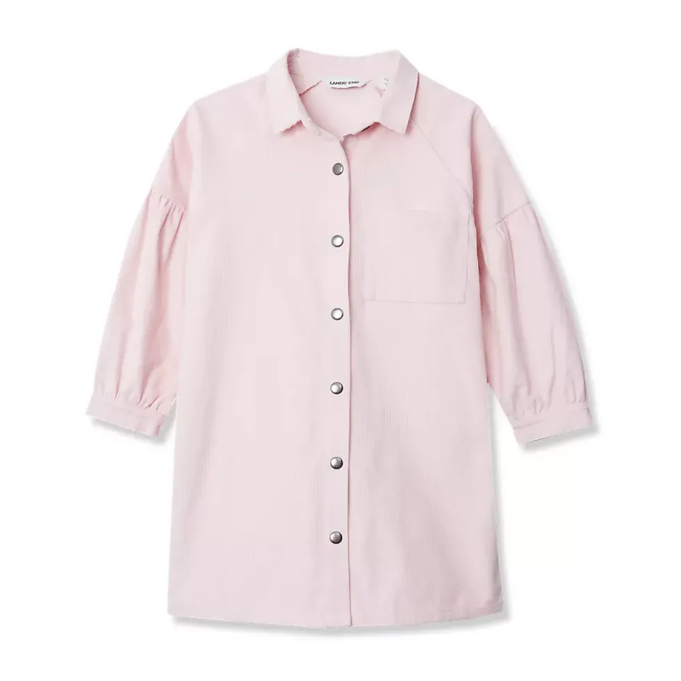 Girls 3/4 Sleeve Corduroy Shirt Dress