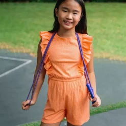 Girls Sleeveless Ruffle Knit Romper