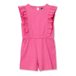 Girls Sleeveless Ruffle Knit Romper