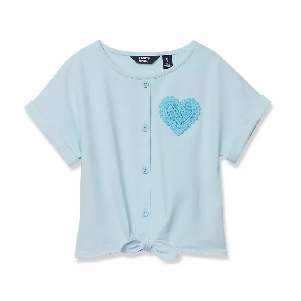 Girls Slouchy Button Front Terry Knit Top