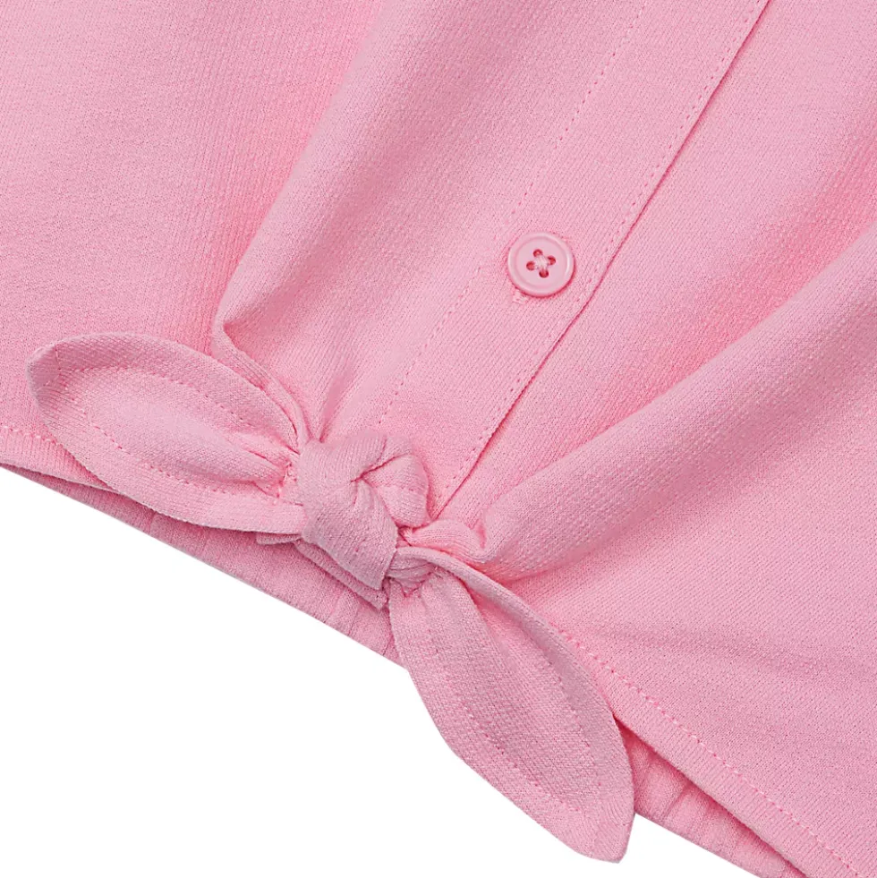 Girls Slouchy Button Front Terry Knit Top