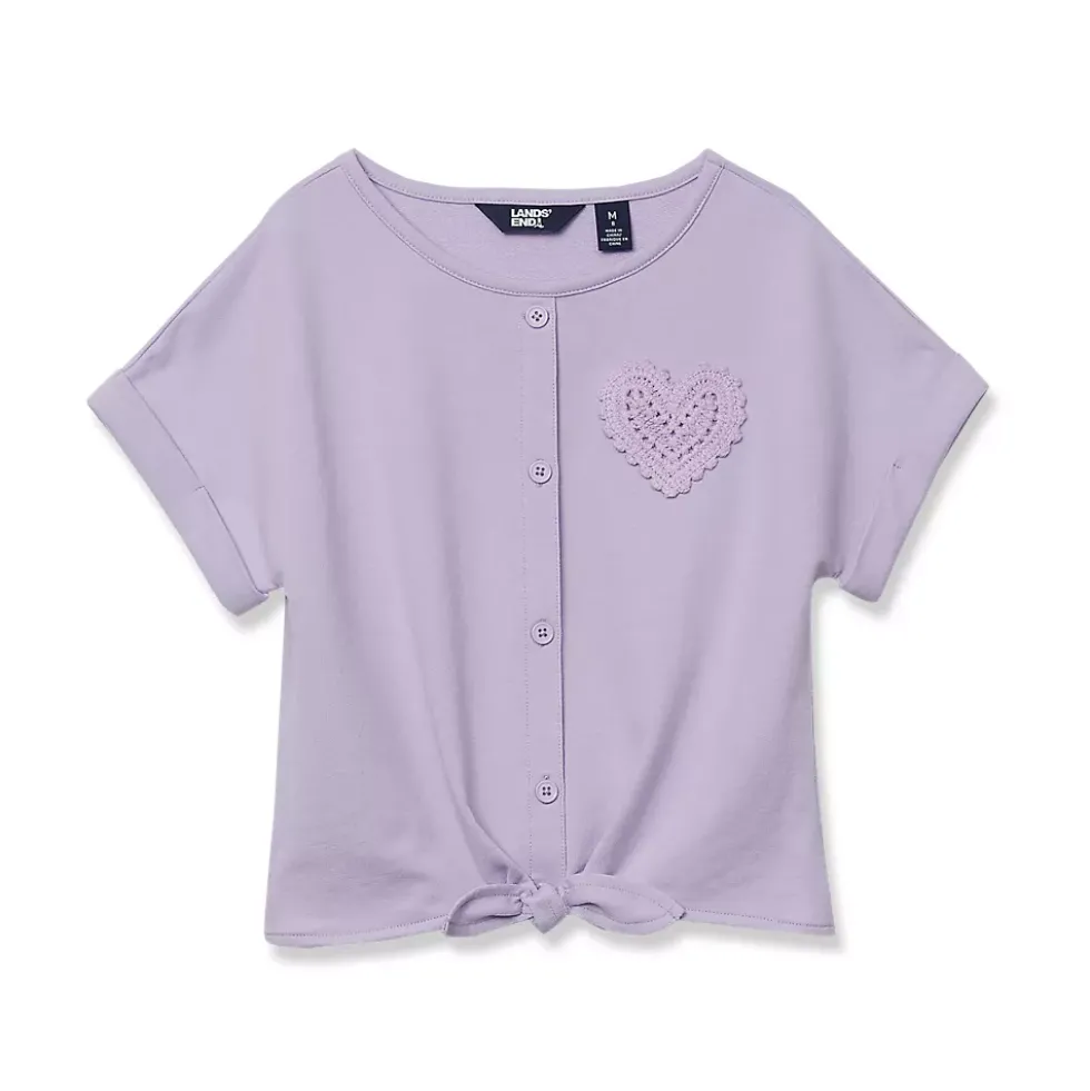 Girls Slouchy Button Front Terry Knit Top