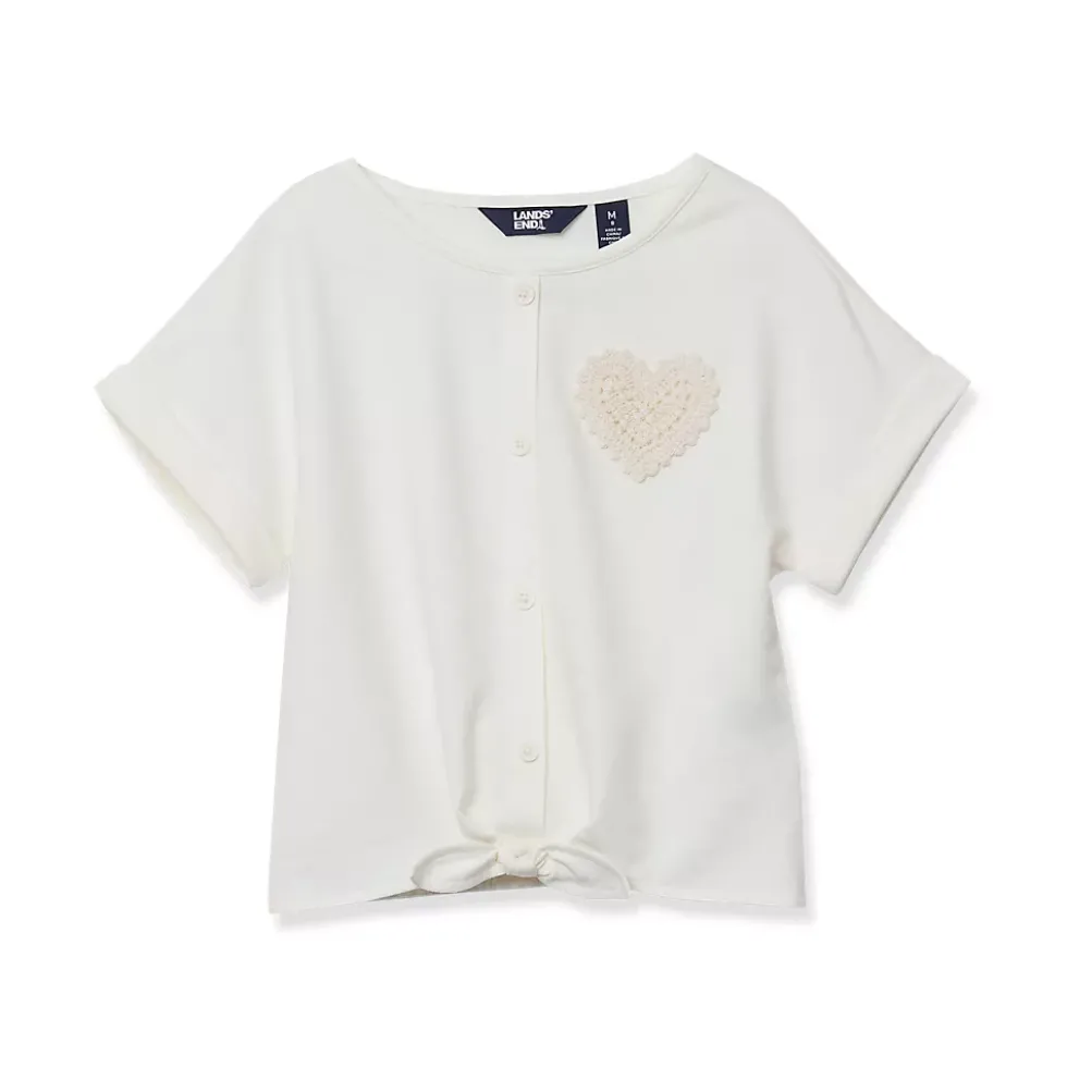 Girls Slouchy Button Front Terry Knit Top