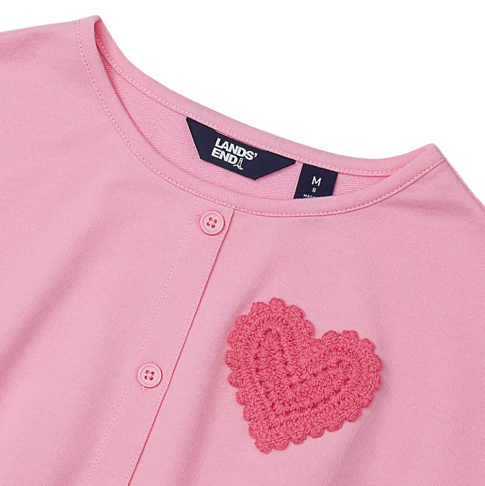 Girls Slouchy Button Front Terry Knit Top