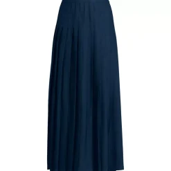 Girls Solid Pleated Skirt Ankle Length