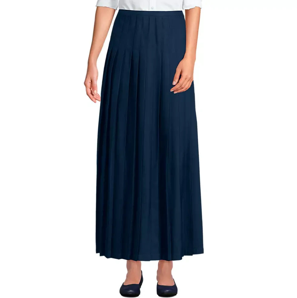 Girls Solid Pleated Skirt Ankle Length