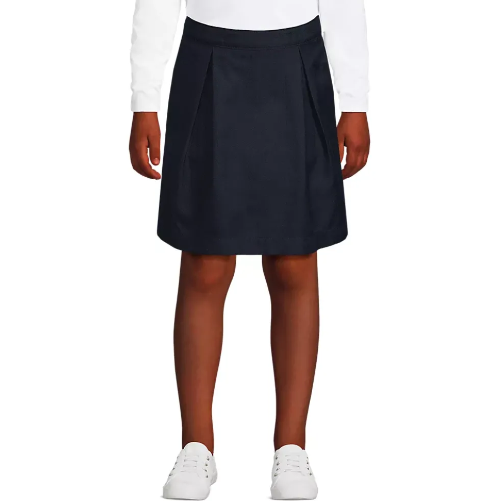 Girls Solid Pleated Skort Top of Knee