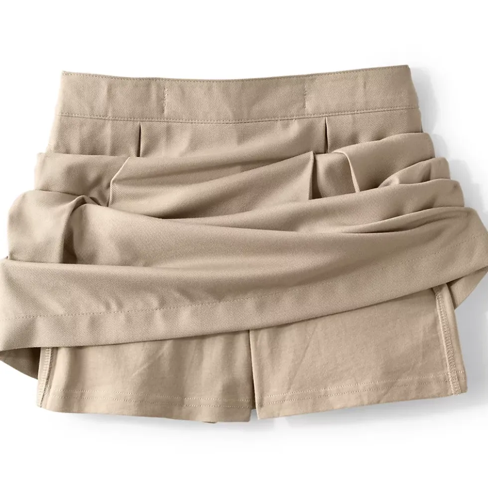 Girls Solid Pleated Skort Top of Knee