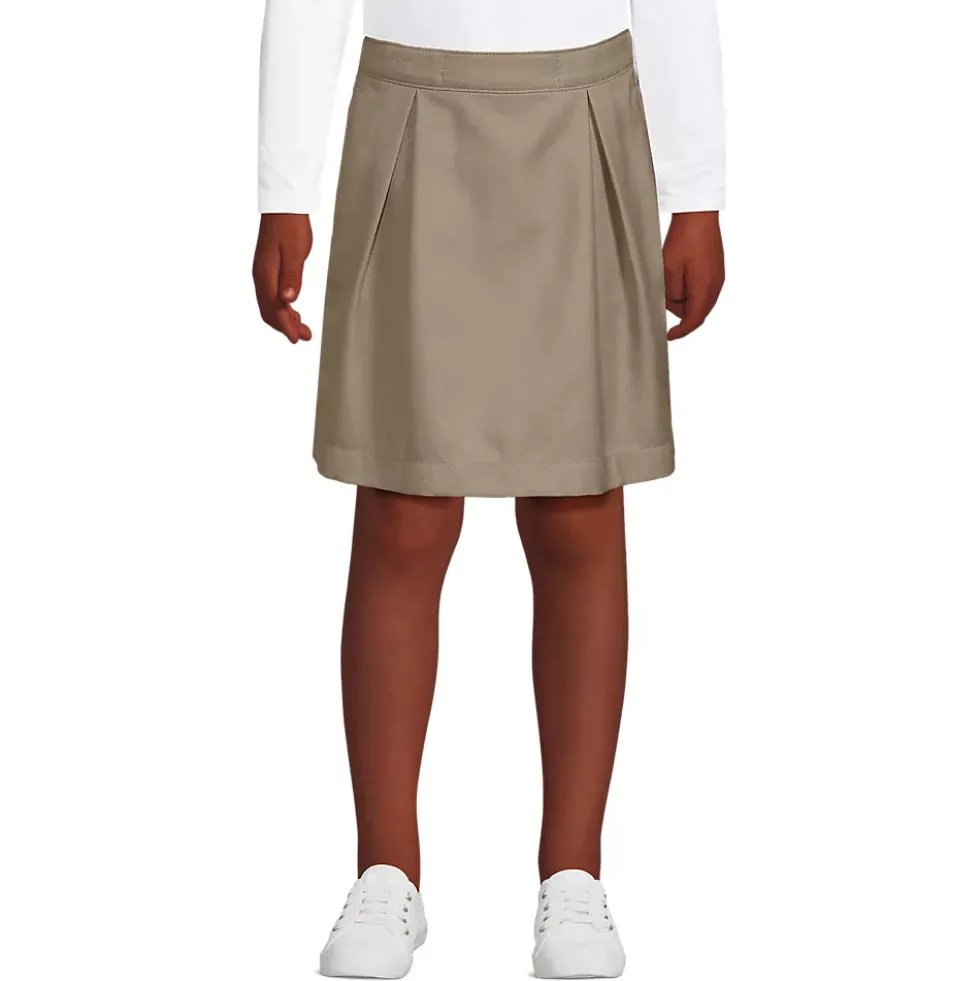Girls Solid Pleated Skort Top of Knee