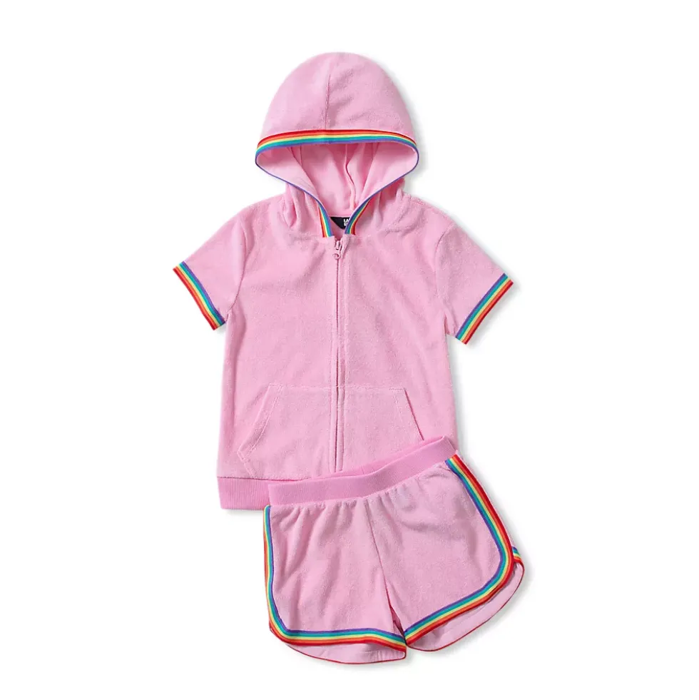 Girls Terry Zip Front Top and Shorts Cover Up Set