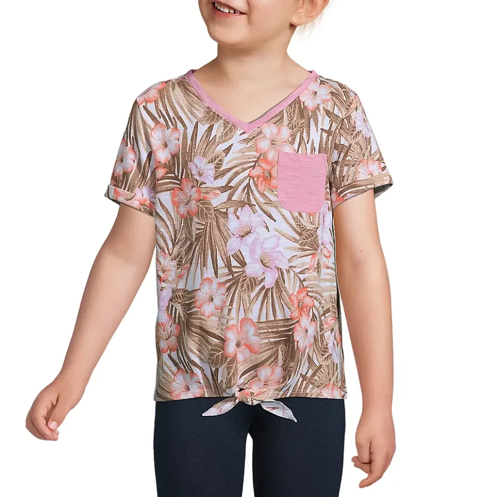 Girls Tie Front Pattern Top