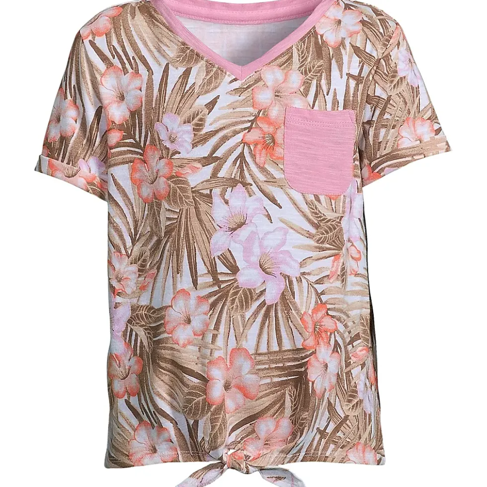 Girls Tie Front Pattern Top