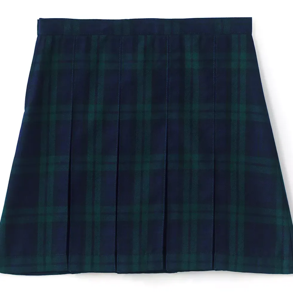 Girls Top of the Knee Plaid Box Pleat Skirt