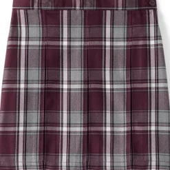 Girls Top of the Knee Plaid Box Pleat Skirt