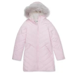 Girls Water Resistant Velour Parka