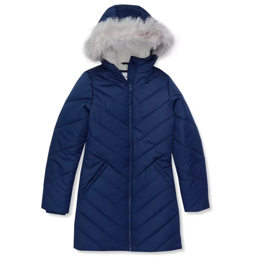 Girls Water Resistant Velour Parka