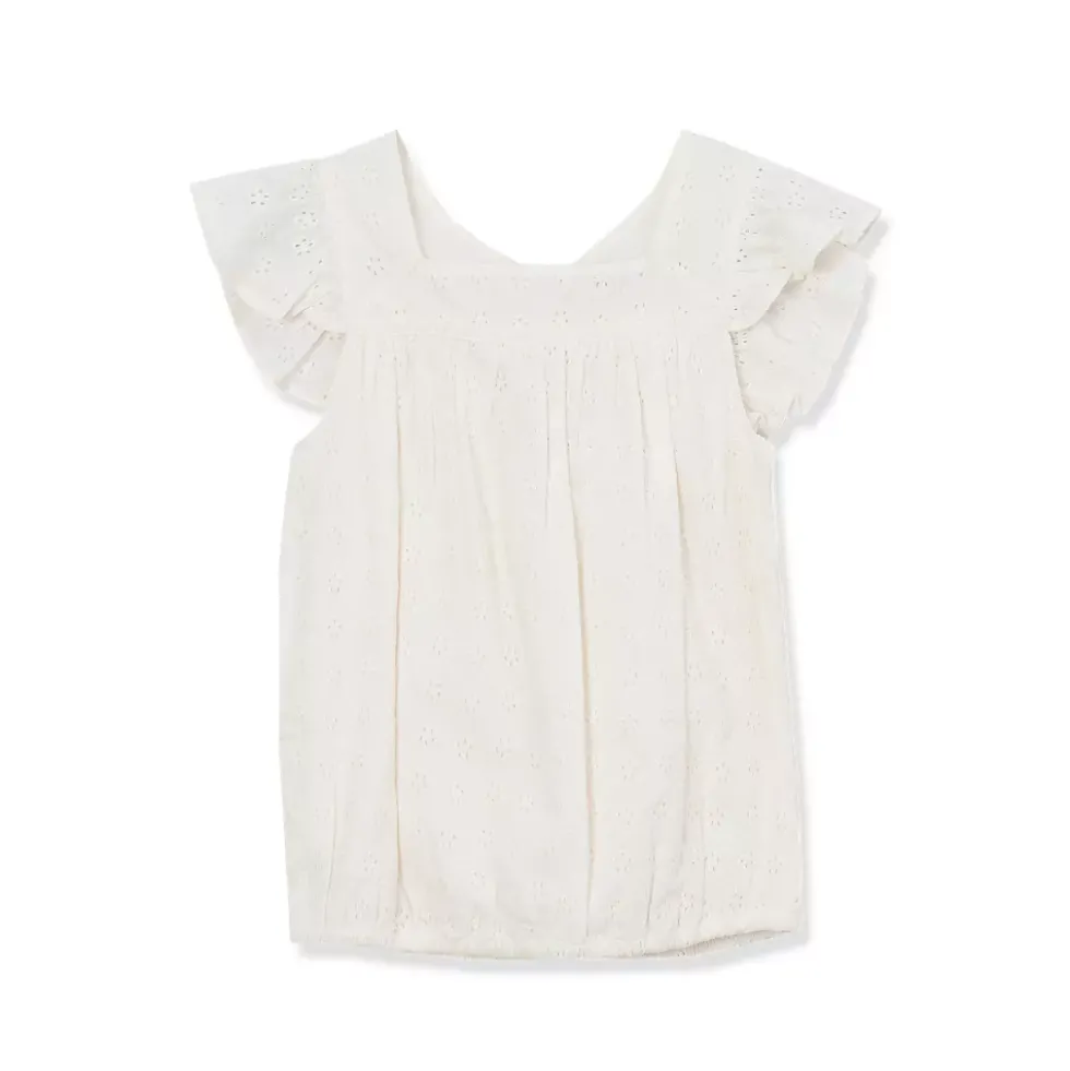 Girls Woven Eyelet Top