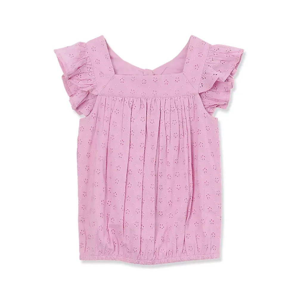 Girls Woven Eyelet Top
