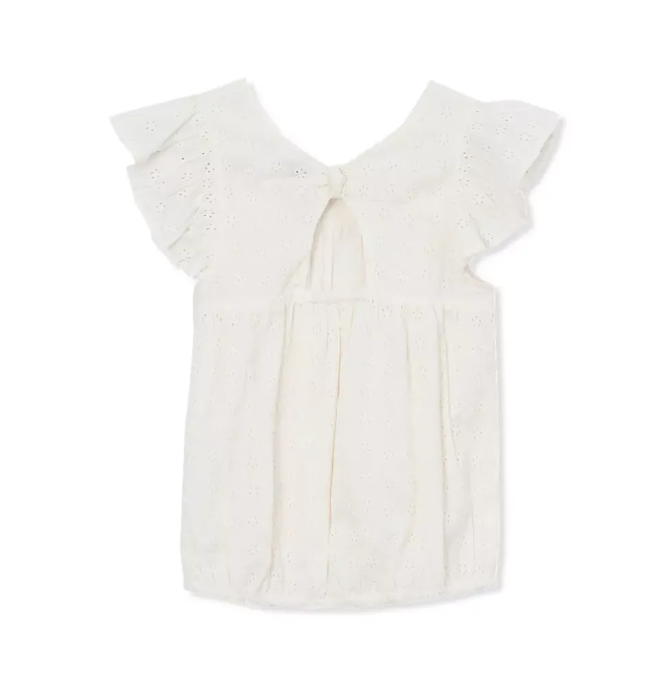 Girls Woven Eyelet Top
