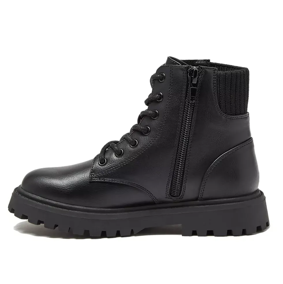 Girls Zip Up Lugged Boots