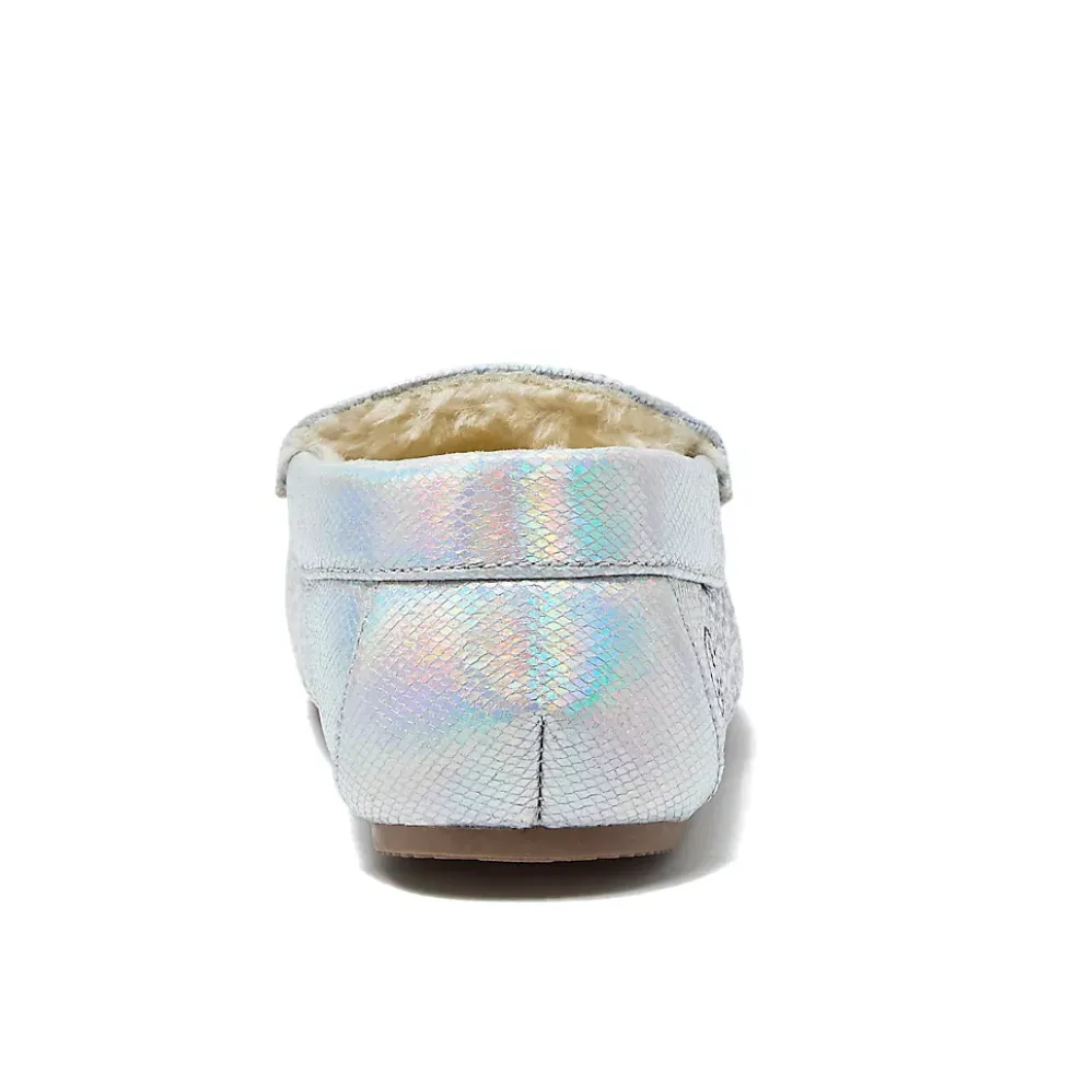 Kids Fuzzy Lined Shimmer Moccasin Slippers