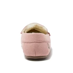 Kids Fuzzy Lined Shimmer Moccasin Slippers