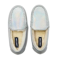 Kids Fuzzy Lined Shimmer Moccasin Slippers