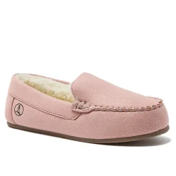 Kids Fuzzy Lined Shimmer Moccasin Slippers