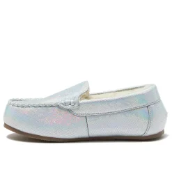Kids Fuzzy Lined Shimmer Moccasin Slippers