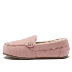 Kids Fuzzy Lined Shimmer Moccasin Slippers