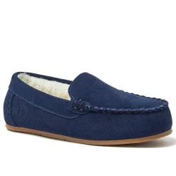 Kids Fuzzy Lined Suede Moccasin Slippers