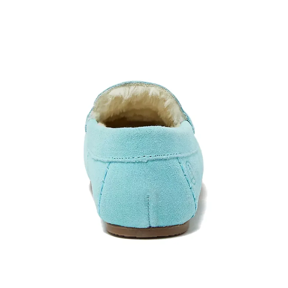 Kids Fuzzy Lined Suede Moccasin Slippers