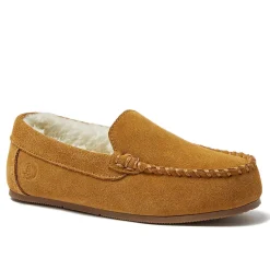 Kids Fuzzy Lined Suede Moccasin Slippers