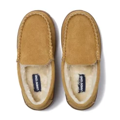 Kids Fuzzy Lined Suede Moccasin Slippers