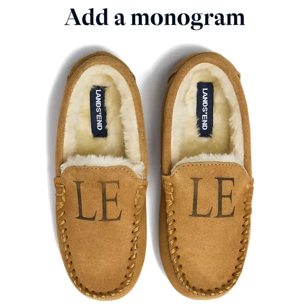 Kids Fuzzy Lined Suede Moccasin Slippers