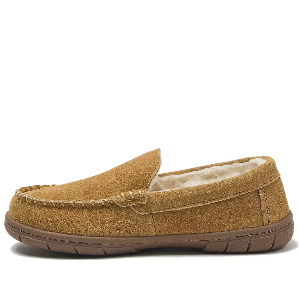 Kids Fuzzy Lined Suede Moccasin Slippers