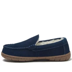 Kids Fuzzy Lined Suede Moccasin Slippers