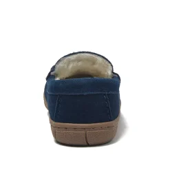 Kids Fuzzy Lined Suede Moccasin Slippers