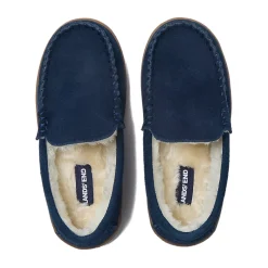 Kids Fuzzy Lined Suede Moccasin Slippers